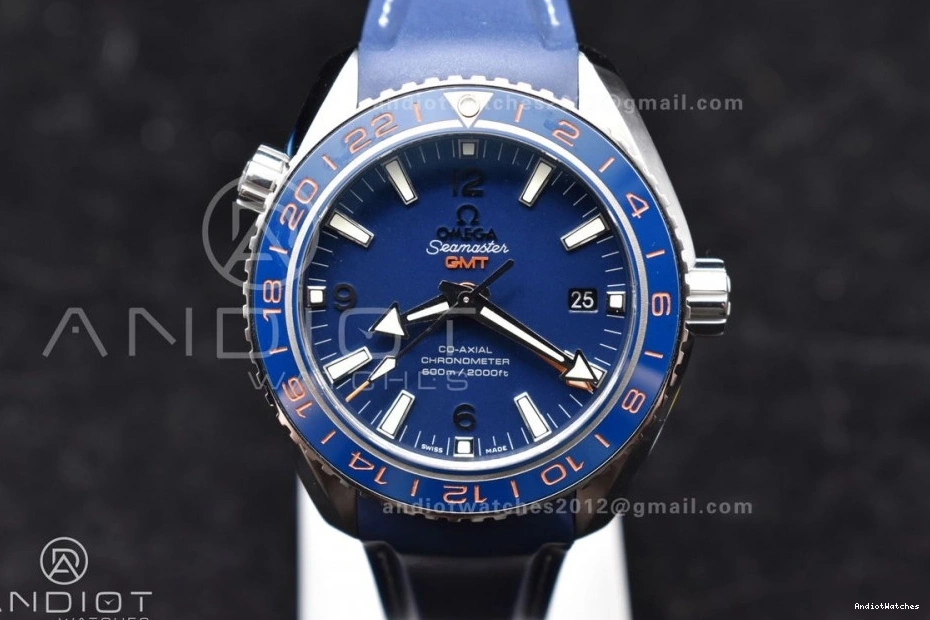 Strap GMT Ceramic Clone Ocean Bezel on Blue Blue 600M Dial Rubber Trendsetting Co-Axial Planet VSF Edition Best 1009 1:1 Super 43.5mm A8605 1219